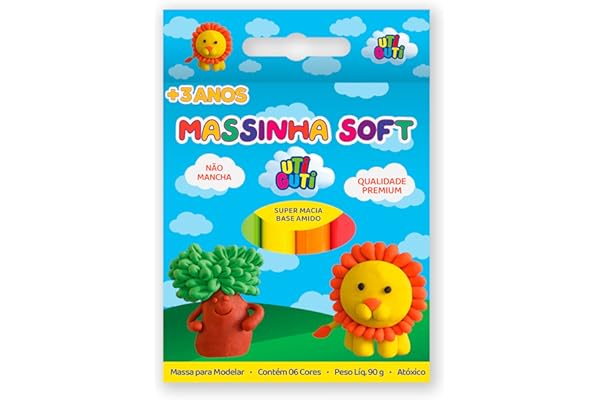 UTIGUTI Massinha Soft, Massa para Modelar Colorida em Estojo, Tradicional, 6 Cores