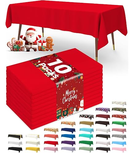 Oudain 6-Pack Pastel Buffalo Plaid Tablecloths - Disposable Plastic, 54x108 Inch