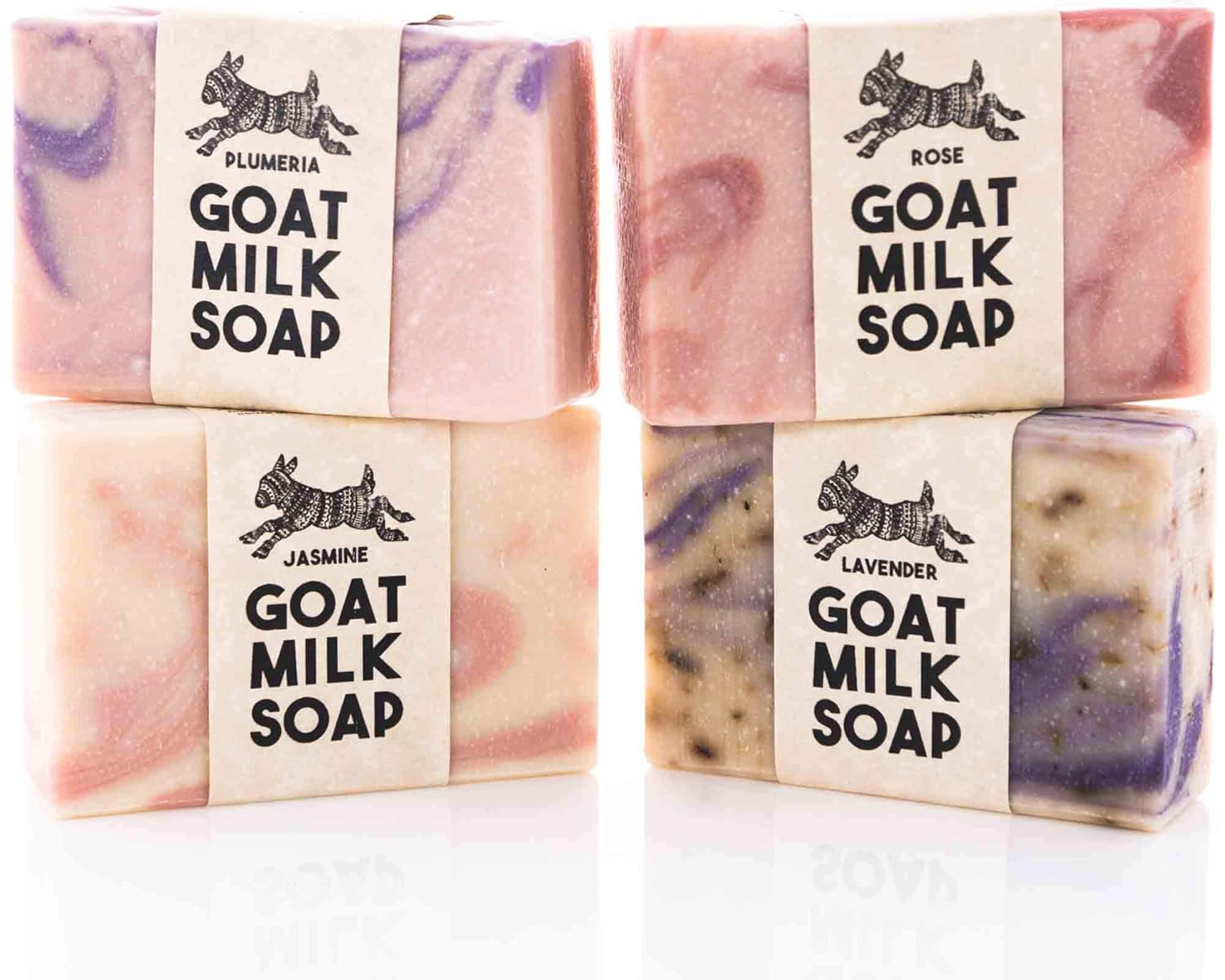 Floral Variety Pack ~ Creamy Goats Milk Soap | All Natural Organic ngredients | Rose, Jasmine, Lavender & Plumeria | SLS, BPA & Paraben Free! Handmade in the USA! : Beauty