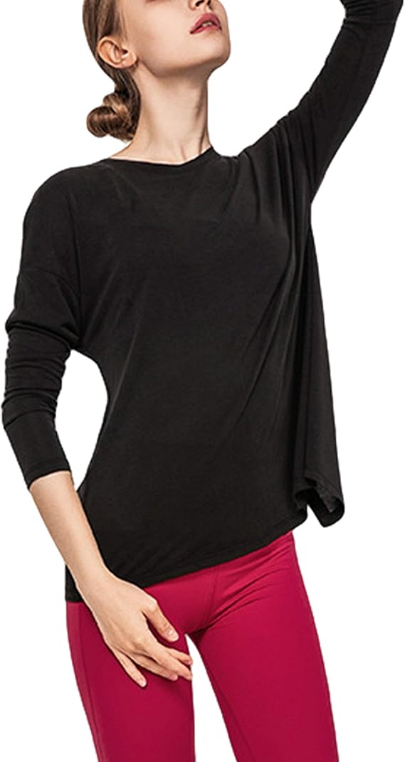 loose fitting yoga tops with sleeves for women
