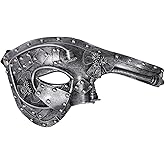 Cupimatch ​​Masquerade Masks for Men: Halloween Lattice Steampunk Metal Robot Mask Masquerade Venetian Vintage Masks