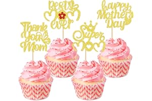 KEAZIU 24 Pack Happy Mothers Day Cupcake Toppers Butterfly Best Mom Cupcake Picks Mom's Theme Happy Mother's Day Women Birthday Party Cake Decorations Supplies flower