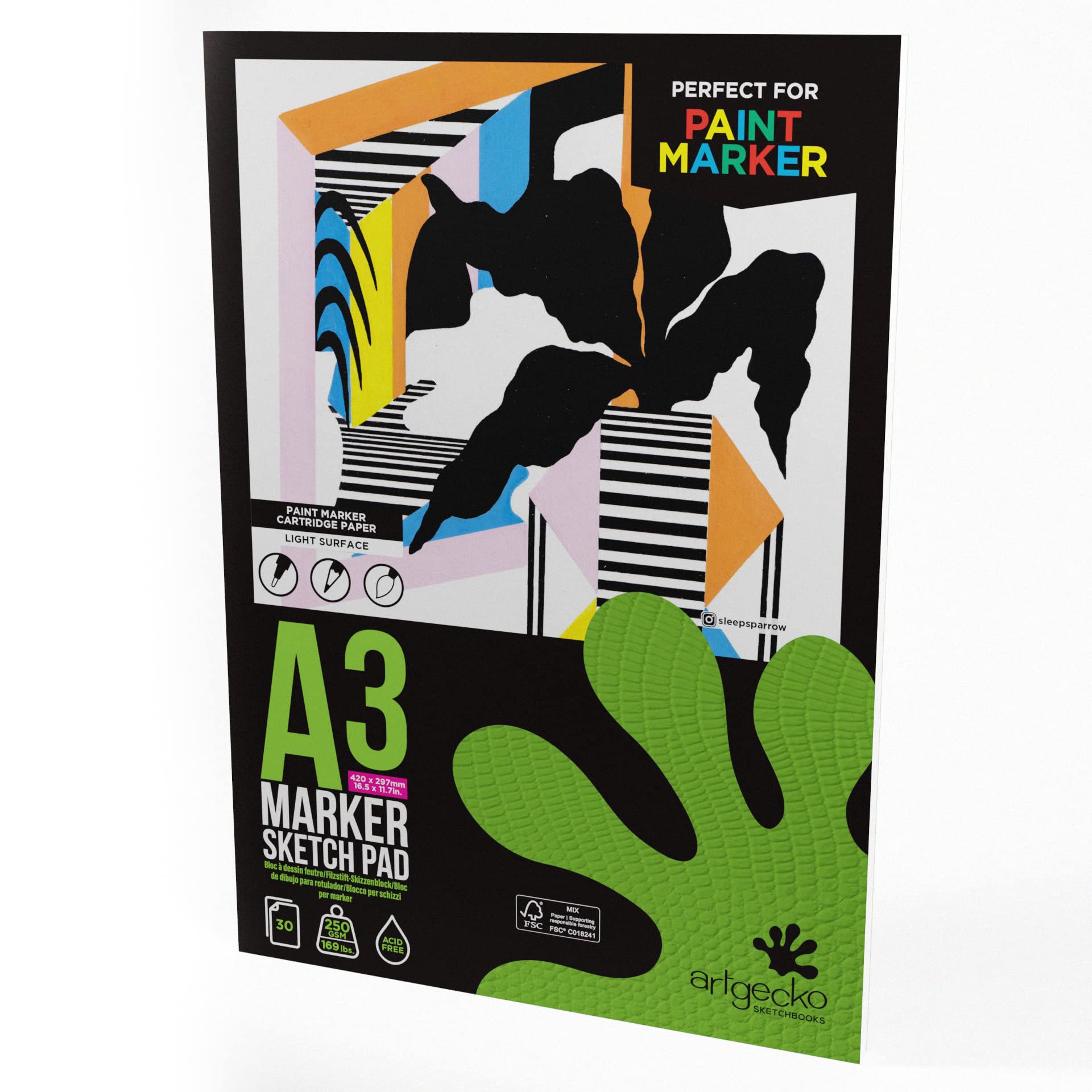 Artgecko Pro Marker Pad A3-30 Sheets 250gsm White Smooth Paper