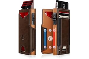 SEMORID Wallet for Men Wallet with Slim Pop Up Card Holder 9-13 Cards, Bifold Minimalist Smart Wallet RFID Blocking Credit Card Holder with ID Window & Stretchable Cash Slot Compact Metal Aluminum Card Case