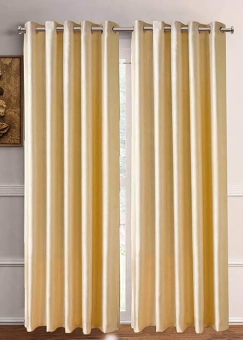Buy Door Curtains 7 Ft Premium Solid Plain Cream Crush Curtains