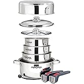 Magma A10-360L-IND 10 Piece Stainless Steel Nesting Cookware Set | Compact Pots &amp; Pans for Boats, RVs, Camping &amp; Home. Stackable, Space-Saving, Induction Cooktop Ready. Durable.