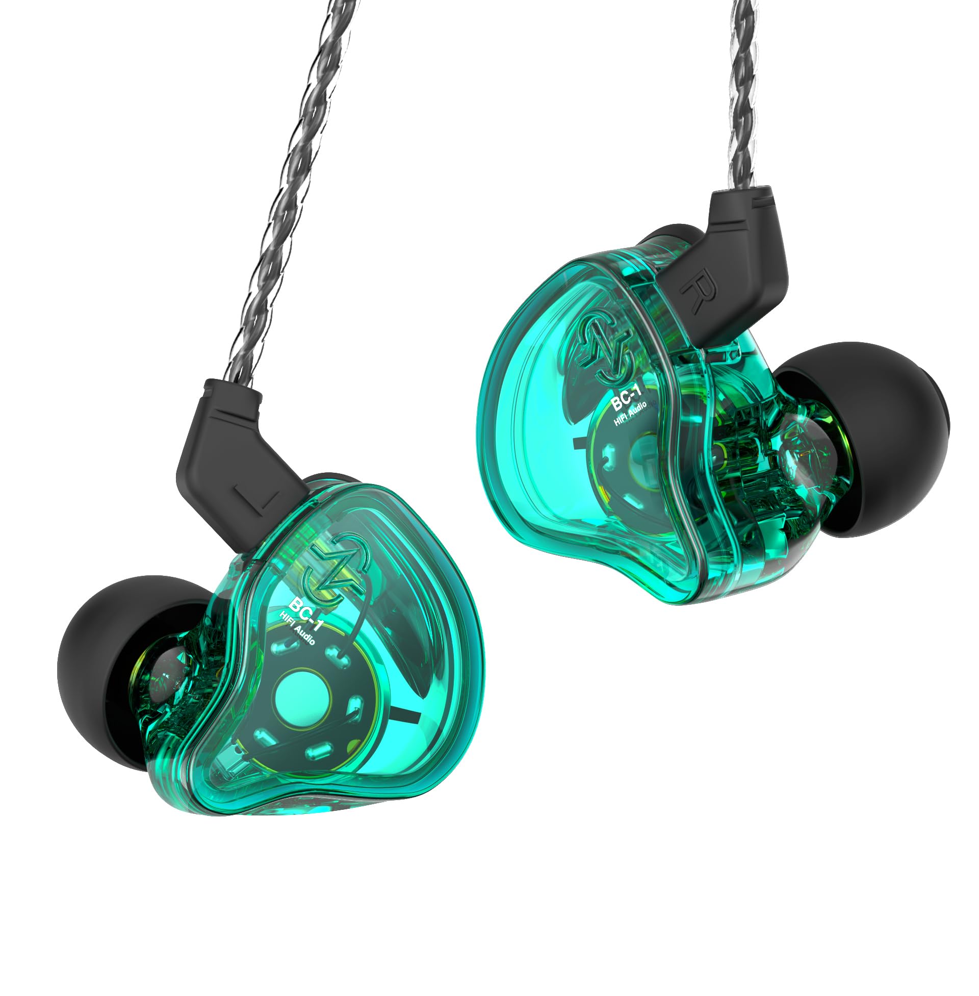 Yinyoo CCZ Melody 10mm Dual Magnetic Circuit In-Ear IEM Headphone, Earfins Design HiFi Deep Bass Earphone with 2PIN Detachable Cable for Audiophile(Green, without Mic)