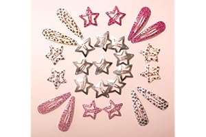 Metal Snap Hair Clips,26pcs Hair Barrettes for Women - Star & Water Drop Hair Barrettes, Non-Slip Y2K Accessories for Thin Th