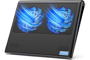 TECKNET Laptop Cooling Pad, 12"-15.6" Laptop Cooler, Gaming Cooling Pad Stand, Wind Speed Adjustable, 2 USB Powered Fans Cool