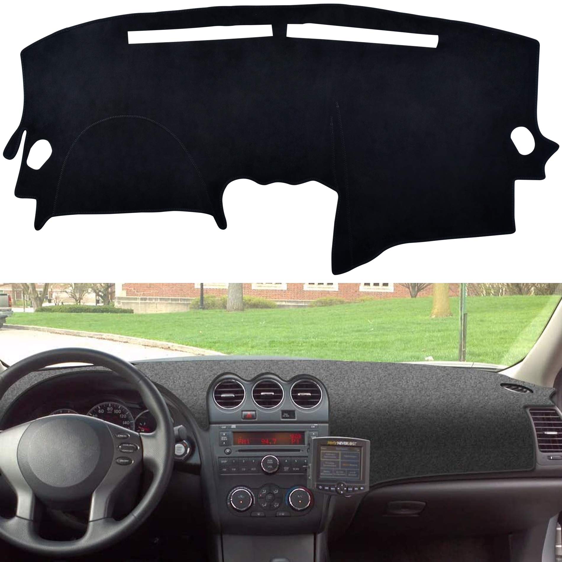 Dashboard Dash Cover Mat – Custom Fit For 2007-2013 Chevrolet Silverado/Tahoe/Suburban, Black Fabric, Anti-Slip