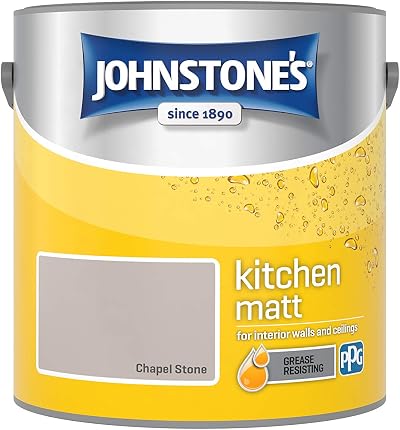 Johnstone's Kitchen Paint Chapel Stone Matt Emulsion 2.5L 12m2 Coverage
