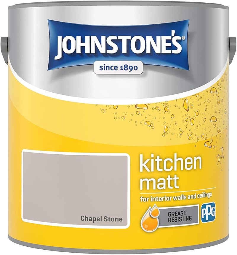Johnstone's Kitchen Paint Chapel Stone Matt Emulsion 2.5L 12m2 Coverage