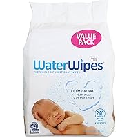 WaterWipes Unscented Baby Wipes, Sensitive and Newborn Skin, 4 Packs (240 Wipes)