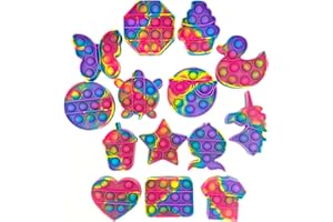 HUNBATH 14 Pack Pop Fidget Sensory Toys Party Favors for Kids 4-8 8-12 Year Girl Mini Fidget Toy Bulk Bubbles Popper for Valentine's Day Goodie Bag Stuffers Stress Toy for Birthday Party Favors Toddler Toys