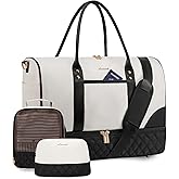 LOVEVOOK Travel Bag,Weekender Bag for Women Travel Duffle Bag with Shoe Compartment,Carry on Overnight Bag with Wet Pocket,Gym Yoga Duffel Bag,Hospital Bags for Labor and Delivery,3 Pcs Set