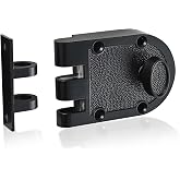 SUMBIN Jimmy Proof Rim Door Lock for Front Antique Entry Door with Flat Striker in Black Finish