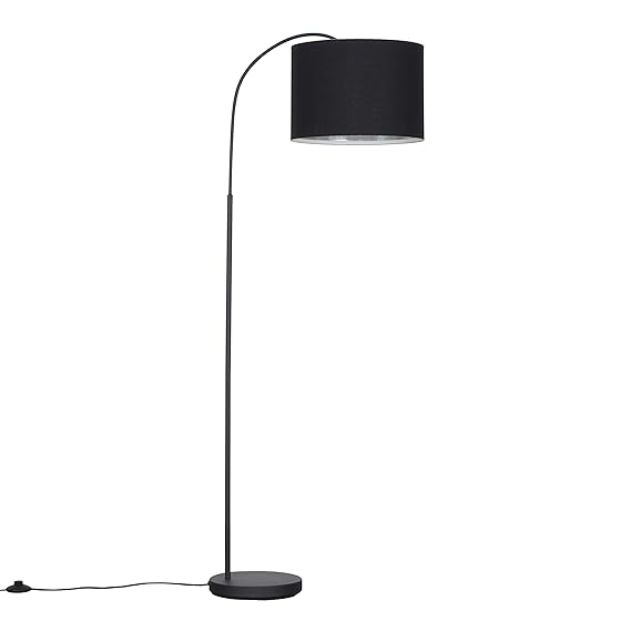 Modern Designer Style Dark Grey Curved Stem Floor Lamp with a Modern