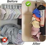 KASESSS 2 Pack Hat Storage Rack 16 Clips Organizer Hanging Baseball Cap Holder view 4