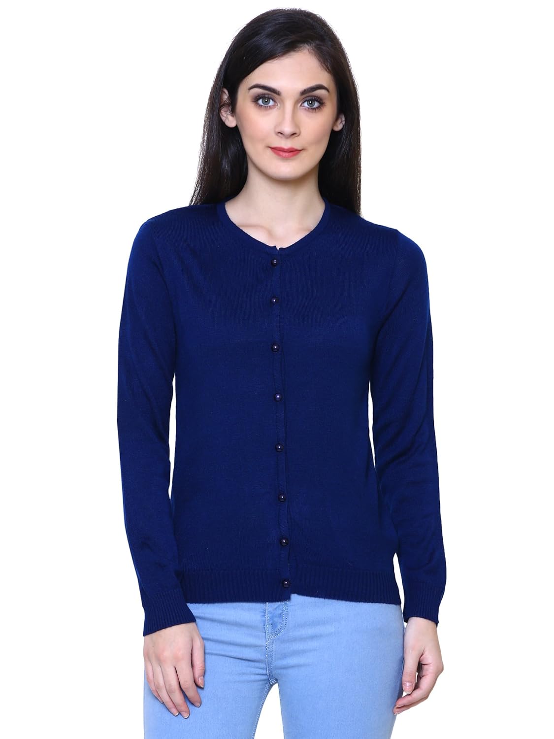 rebecca woollen blue buttoned cardigans