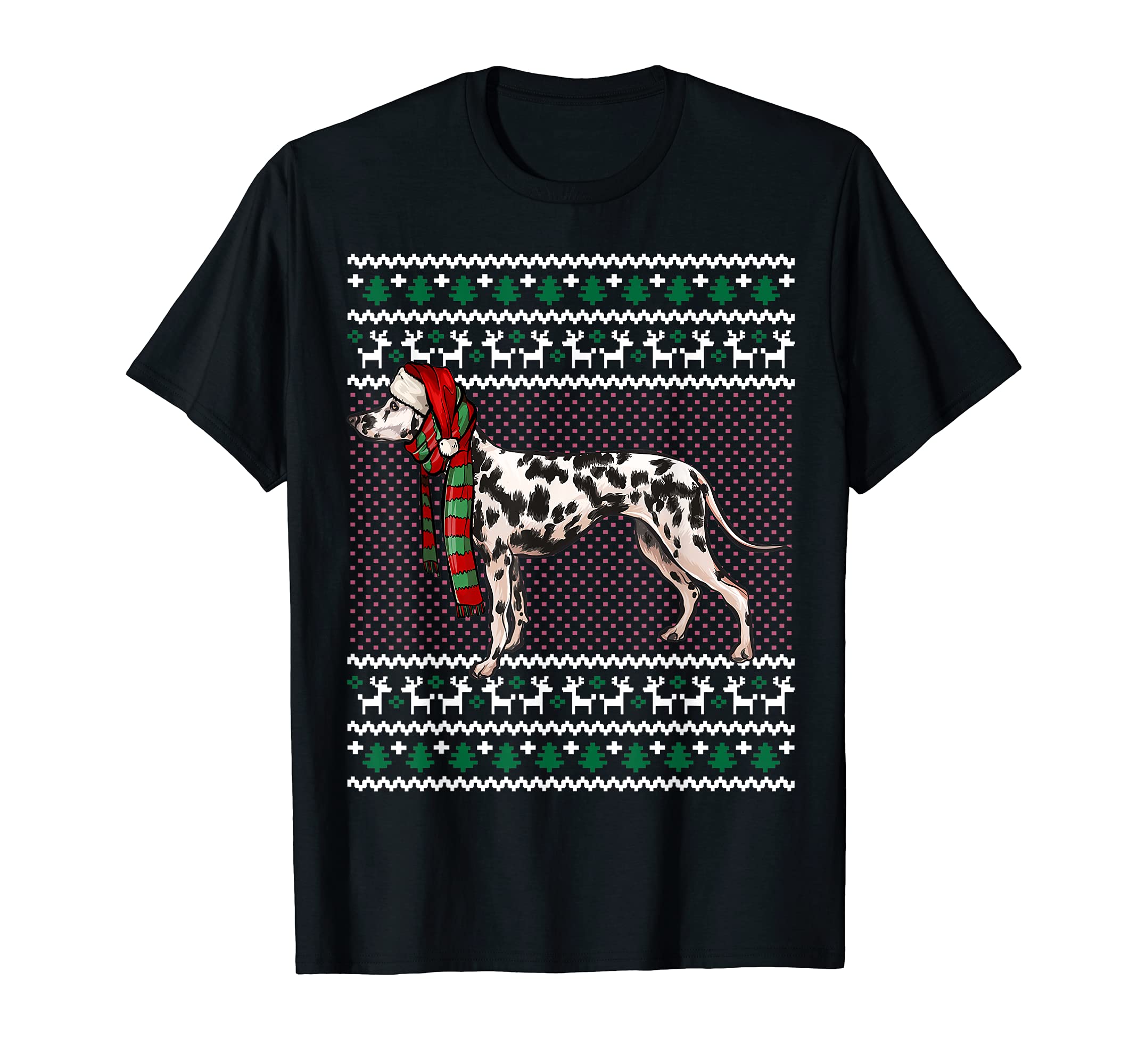 Xmas Dalmatian Dog Santa Hat Ugly Christmas T-Shirt