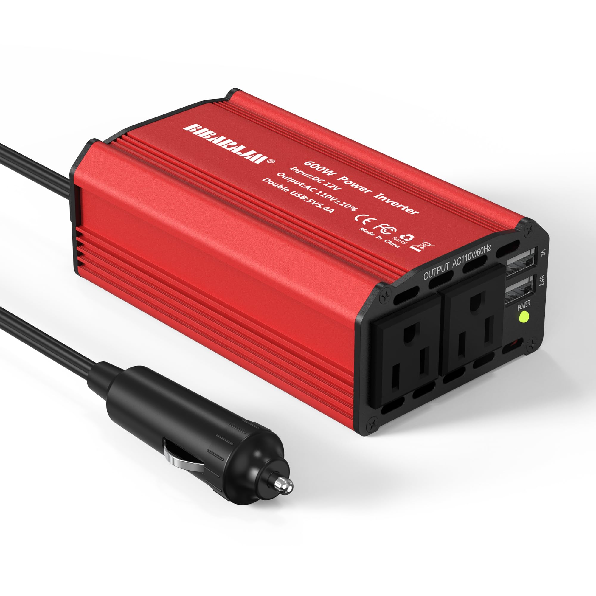 Photo 1 of 600W Car Voltage Converter Inverter DC 12V to AC 110V Ports Fast Charging Car Charger with Cigarette Lighter Plug with 2 Sockets and 2 USB for Business Trips and Vacation
