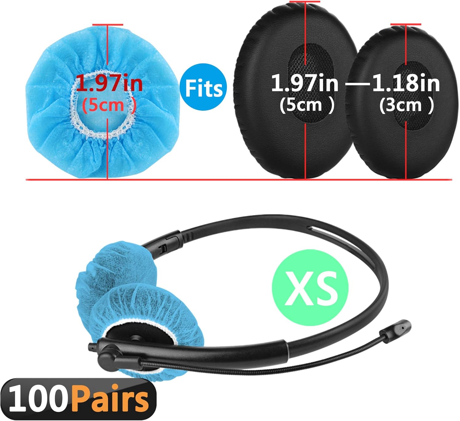 Geekria 100 works Disposable Headphones Ear Cover for Small Call Center Headset Earcup Stretchable Sanitary Ear Pads Cover - Image 3