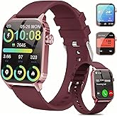 TRAUSI Smart Watches for Men Women, 1.83 inches HD Smartwatch with 120 Sports Modes, Heart Rate/Sleep Monitor, IP67 Waterproof, Bluetooth Call and Music Control (Wine Red)