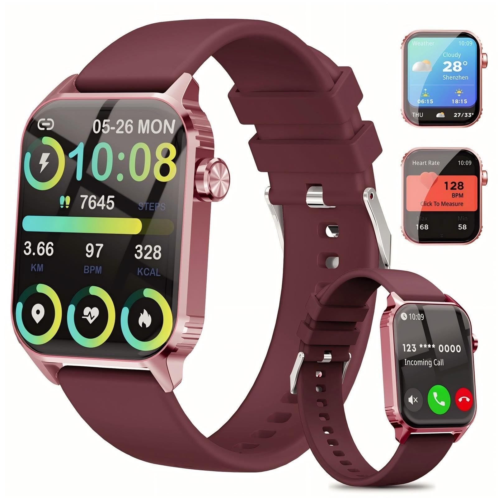 Photo 1 of TRAUSI Smart Watch for Men, 120 Sports Modes Smartwatch with 1.83" HD Touchsreen, IP67 Waterproof, Sleep Monitor, Bluetooth Call & Music Control Fitness Watch for Android/iPhone (Wine Red)