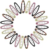BOSMIOW Big Oval Water Drop Shape Women Hair Clips,Tortoise Metal Snap Clips,Ellipse Stoving Varnish Hair Clips,Drop Glue No Slip Hair Barrettes for Girls Women Hair Accessories,24Pcs