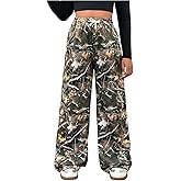 SOLY HUX Girl's Camo Wide Leg Pants Drawstring Waist Baggy Sweatpants with Pocket