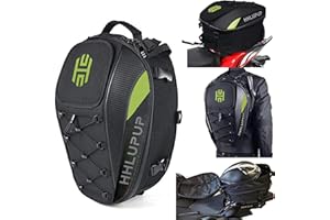 HHLUPUP Motorcycle Tail Bag with Password Lock 25L- 38L Convertible Helmet Backpack, Waterproof Luggage Bags for Dirt Bike and Road Trip Riders Green