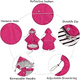 Morezi Pink Dog Raincoat with Hood Reflective Buttons Medium view 3