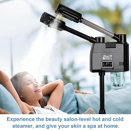FLOLXNB Professional Facial Steamer, in Facial Steamer, Esthetician  Steamer with Hot&Cold Nozzle,Digital F
