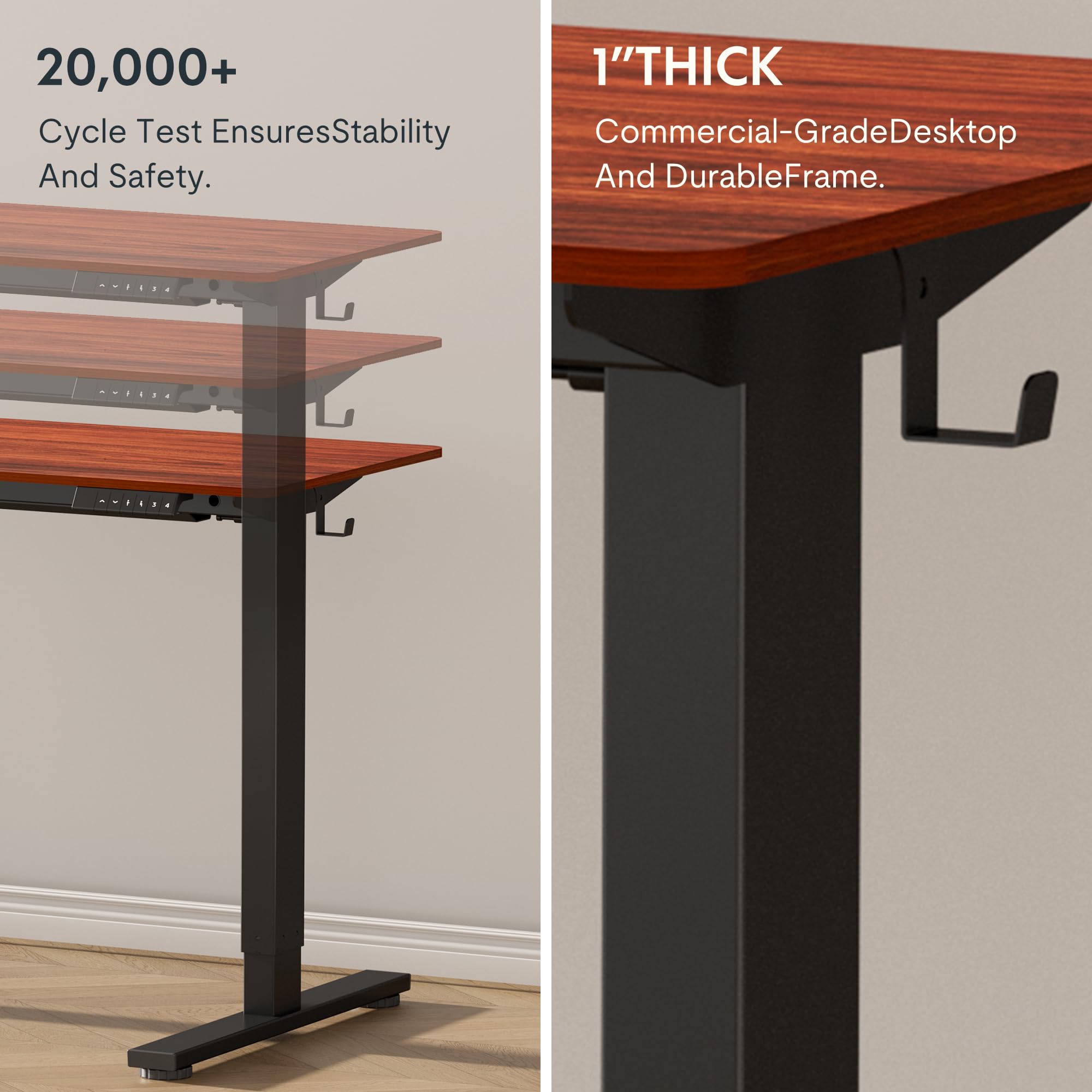 FLEXISPOT EN1 Whole-Piece Standing Desk - 55 x 28 Inches Electric Stand Up Workstation, Home Office Computer Height Adjustable Desk (Black Frame + 55