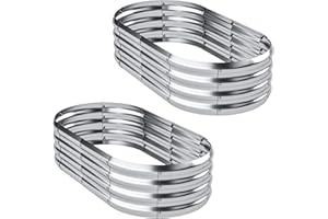 MISAGI Galvanized Raised Garden Bed Outdoor,Oval Large Metal Garden Bed Planter Box,Raised Beds for Gardening,Silver(4×2×1ft) 2PCS