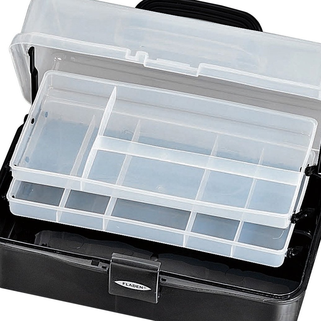 FLADEN (MEDIUM) 2 Tray Cantilever Fishing Terminal Tackle Bits Lure Storage Box - Dimensions 32 x 14 x 18.5 cm [19-R561]