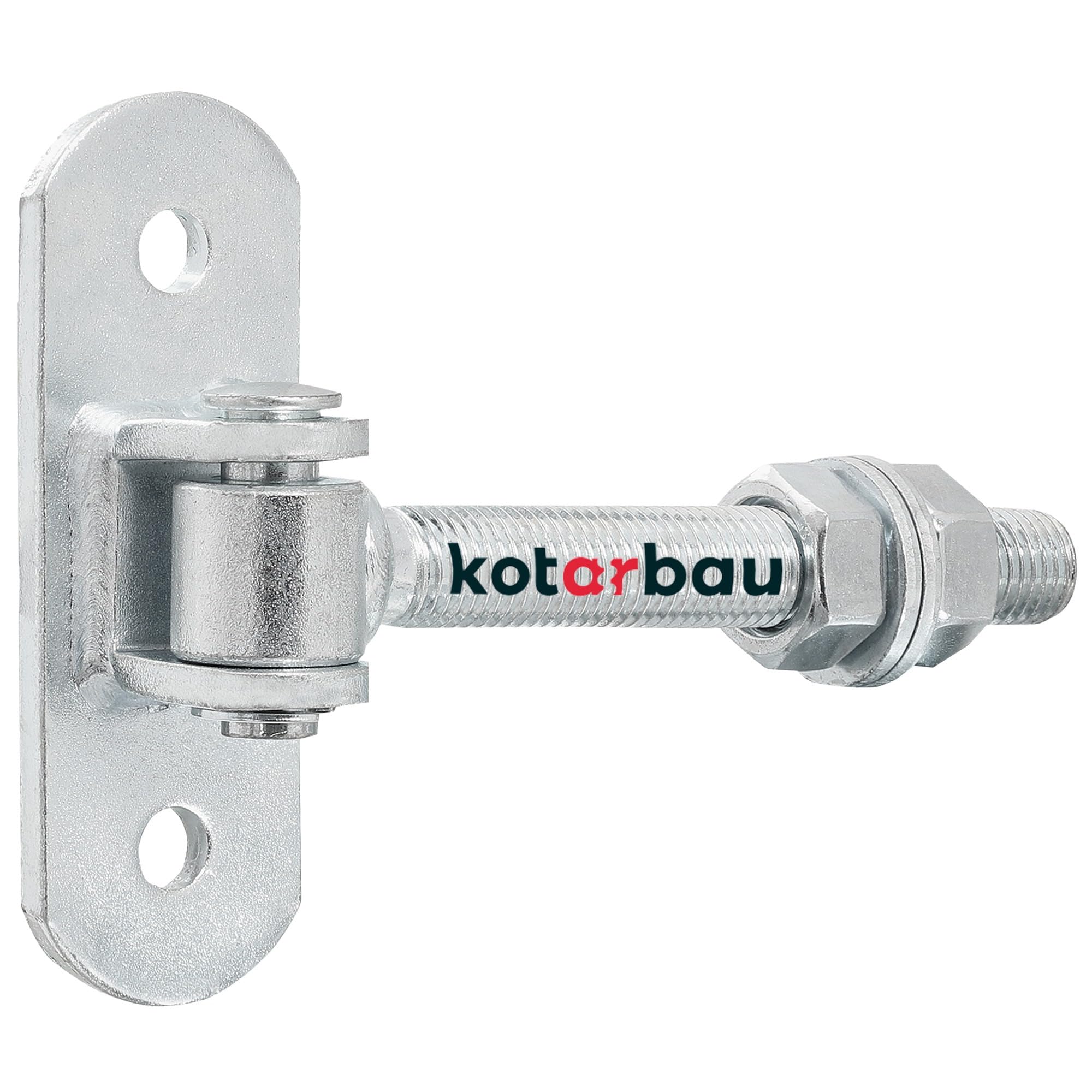 KOTARBAU® Gate Hinge - Steel - 130 mm (5.12 Inches) M16 - Silver - Adjustable - Heavy Duty Hinges - Garden Gate Hinges - Robust Hinge on Plate