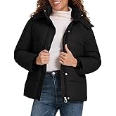 HOTIAN Women's Cropped Puffer Jackets Hooded Zip Up Winter Warm Quilted Coat Outerwear
