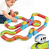 3D Infinity Track Electric Train Set for Kids Ages 3+, 68P Magic Rail Block Track Fusion Train, Building Toy Gravity-Defying