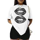 Hilinker Women's Oversized T Shirt Graphic Tees Short Sleeve Shirts Summer Casual Loose Tops