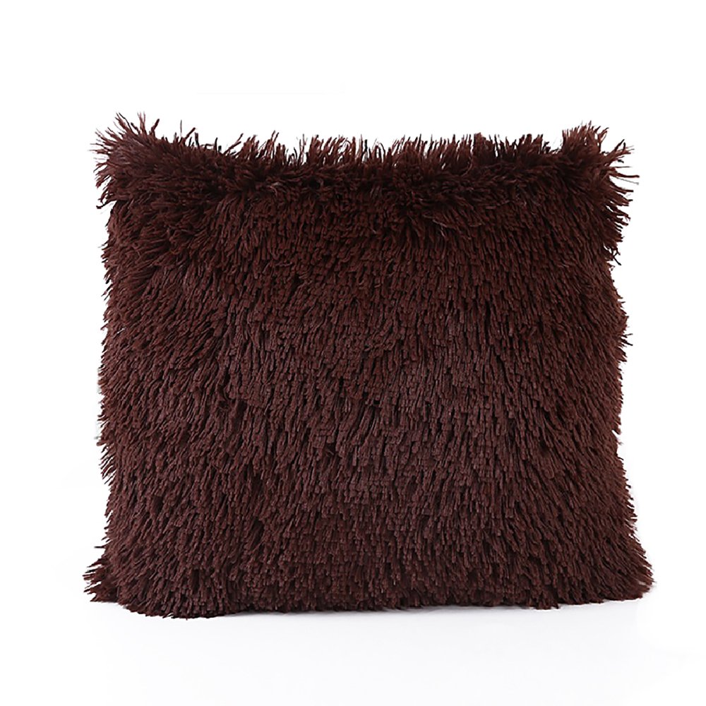 Faux Fur Pillow Cover, FabricMCC Decorative Super Soft Plush Mongolian Faux Fur Throw Pillow Cover Cushion Case (brown)