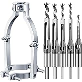 Gisafai Square Hole Drill Bit Adapter and Square Hole Drill Bit Set for Wood Mortising Attachment Drill Press Hollow Chisel Mortise Drill Tool for Mortise Machine (6 Pcs,1/4, 5/16, 7/16, 1/2, 5/8")