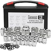 ANCIMOON 72PCS ORFS Flat Face Seal Cap and Plug Kit, Hydraulic Flat Face Fittings For Hose, 36PCS O-Ring Replacement