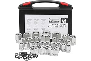 ANCIMOON 72PCS ORFS Flat Face Seal Cap and Plug Kit, Hydraulic Flat Face Fittings For Hose, 36PCS O-Ring Replacement