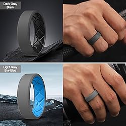Egnaro Men's Silicone Rings, 7.5mm Wide 2.5mm Thick