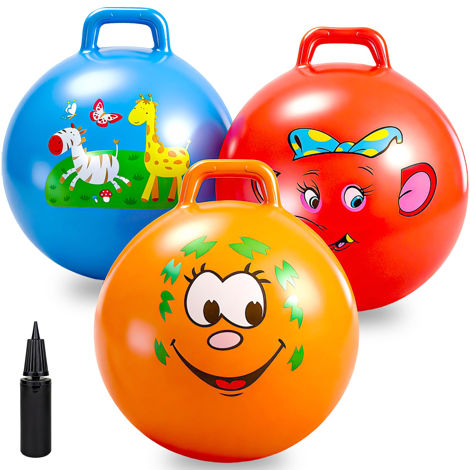 Ynanimery Space Hoppers, 18 Inch Jumping Ball with Handle, Hopper Ball with Pump for Boys Girls Age 3-8 Indoor and Outdoor Garden Game — image 1