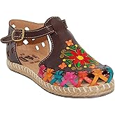The Western Shops Women’s Floral Espadrille Huarache Sandals, Mexican Leather Huaraches