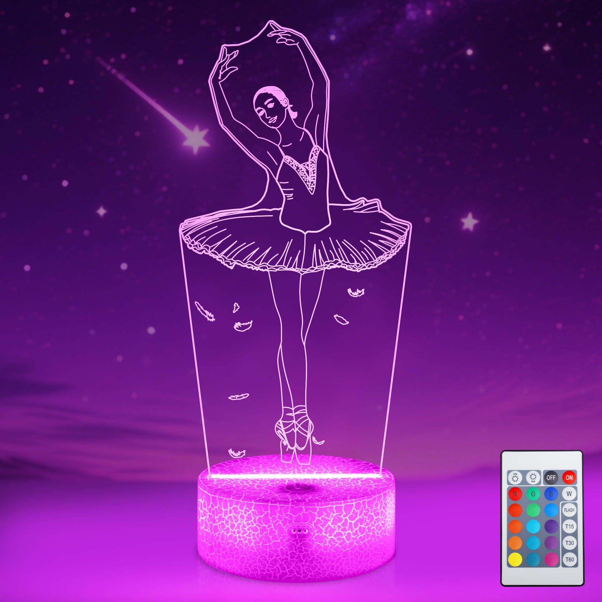 Ballet Dance Gifts, 3D Illusion Lamp, Children's Night Light with Remote Control, 16 Colours, Changing Gifts for Mother, Birthday, Wedding, Grandmother, Valen, Graduation, Friend