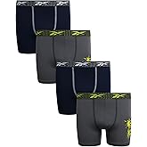 Reebok Boys Boxer Briefs - 4 Pack Moisture Wicking Performance 5” Inseam Boxer Briefs Boys Underwear (Sizes 6-18)