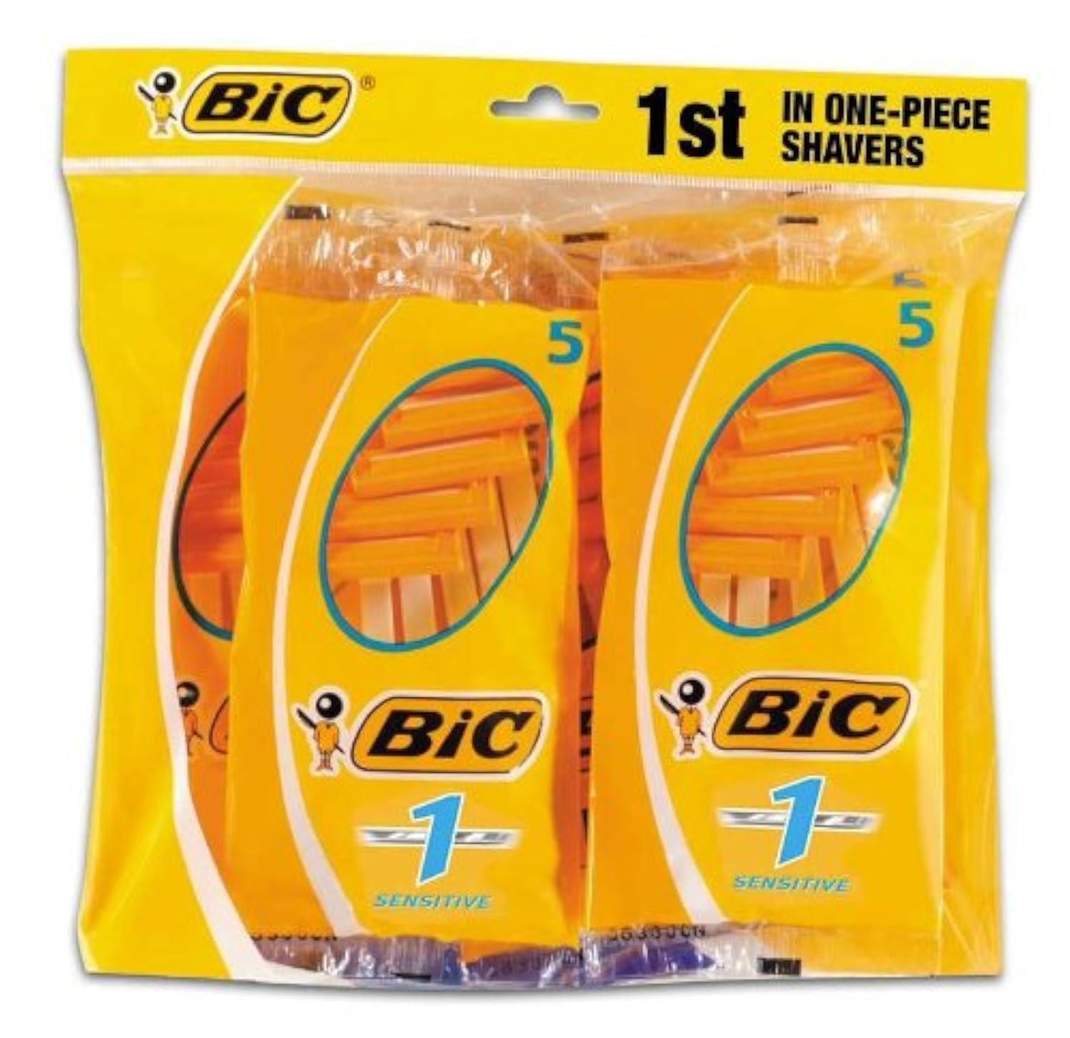 BiC 1 Sensitive Mens Single Blade Disposable Shaver 8 Packs of 5